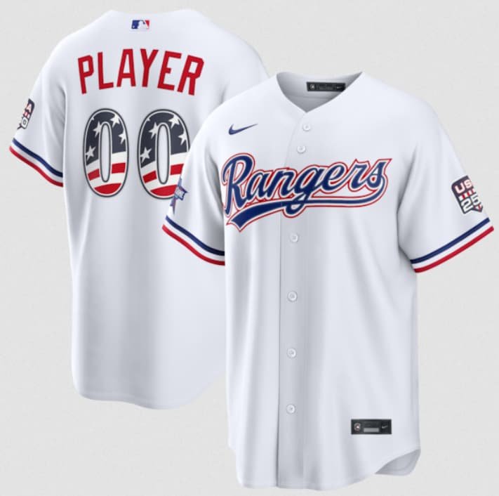 Men's Texas Rangers Active Player Custom White 2026 All-Star Edition Stars & Stripes & USA 250 Fourth of July Home Stadium Stitched Baseball Jersey