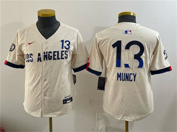 Youth Los Angeles Dodgers #13 Max Muncy Cream 2024 City Connect Limited Stitched Baseball Jersey