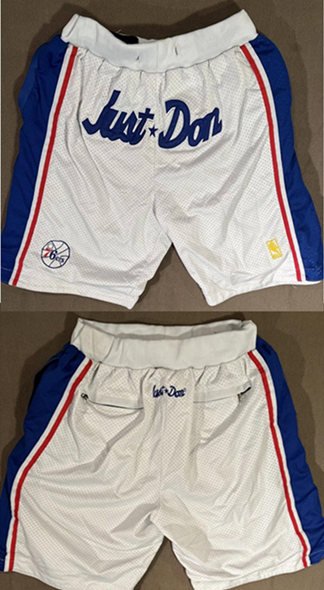 Men's Philadelphia 76ers White 1996-1997 Shorts (Run Small)