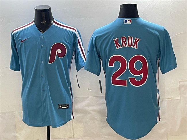 Men's Philadelphia Phillies #29 John Kruk Blue Cool Base Stitched Jersey
