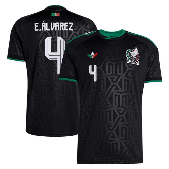 Men's Mexico #4 Edson álvarez Black 2026 Soccer Jersey Suit