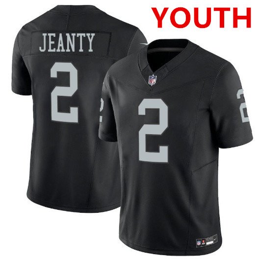 Youth Las Vegas Raiders #2 Ashton Jeanty Black 2025 F.U.S.E. Vapor Stitched Football Jersey