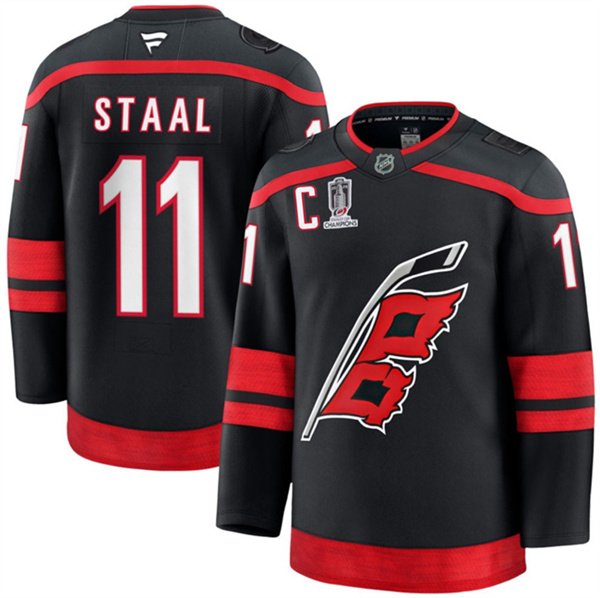 Men's Carolina Hurricanes #11 Jordan Staal Black 2026 Stanley Cup Champions And C Patch Home Stitched Hockey Jersey Men's Carolina Hurricanes #11 Jordan Staal Black 2026 Stanley Cup Champions And C Patch Home Stitched Hockey Jersey