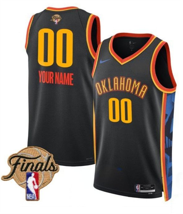 Men's Oklahoma City Thunder Active Player Custom Black 2024-25 City Edition Stitched Basketball Jersey