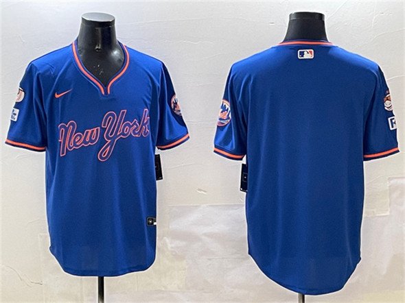 Men's New York Mets Blank Royal 2025 Spring Training Stitched Baseball Jersey