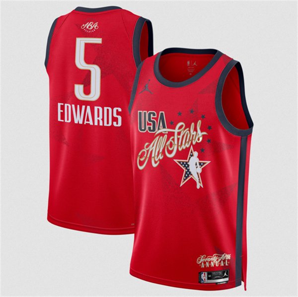Men's 2026 All-Star #5 Anthony Edwards Red Stitched Basketball Jersey Men's 2026 All-Star #5 Anthony Edwards Red Stitched Basketball Jersey