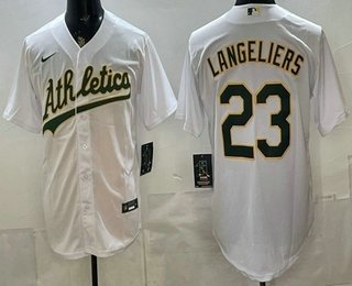 Men's Oakland Athletics #23 Shea Langeliers White Stitched Jersey