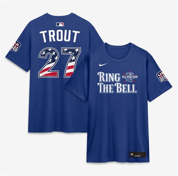 Men's American League #27 Mike Trout Blue 2026 All-Star Game Name & Number T-Shirt