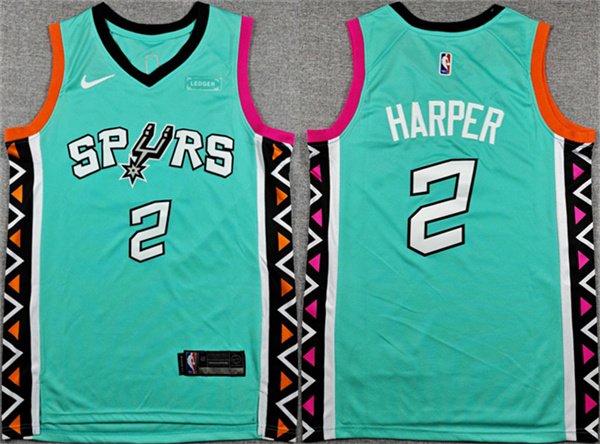 Men's San Antonio Spurs #2 Dylan Harper Teal City Edition Stitched Basketball Jersey