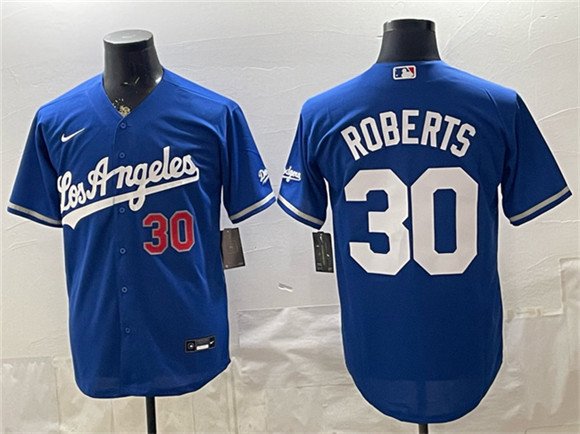Men's Los Angeles Dodgers #30 Dave Roberts Royal Alternate Stadium Stitched Baseball Jersey