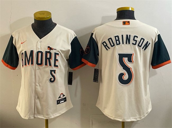 Women's Baltimore Orioles #5 Brooks Robinson Natural 2026 City Connect Stadium Stitched Baseball Jersey(Run Small)