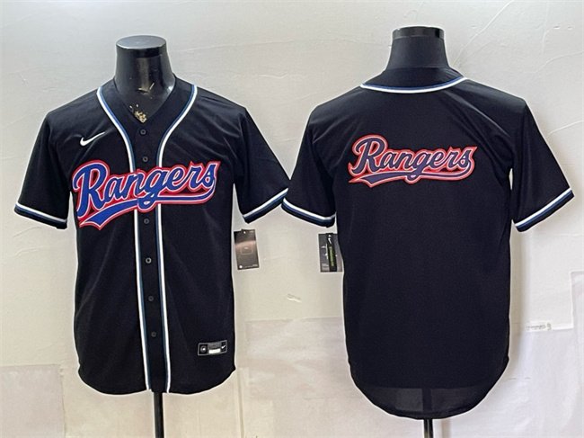 Men's Texas Rangers Team Big Logo 2026 Fashion Replica Black Out Stitched Baseball Jersey