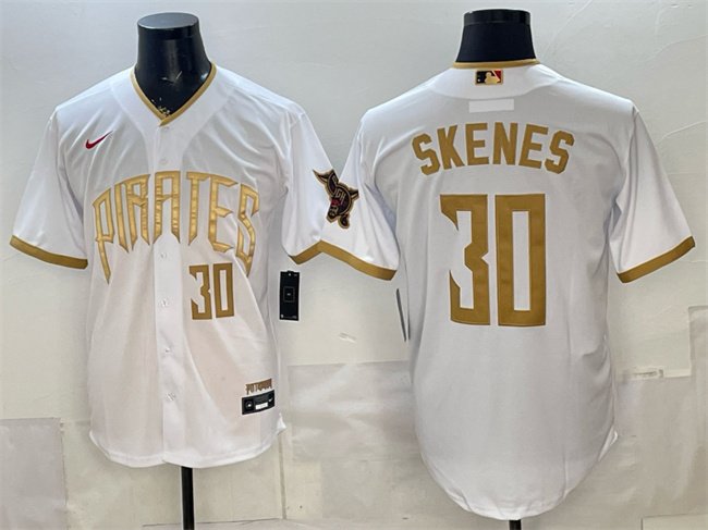 Men's Pittsburgh Pirates #30 Paul Skenes White 2026 City Connect Stadium Stitched Baseball Jersey