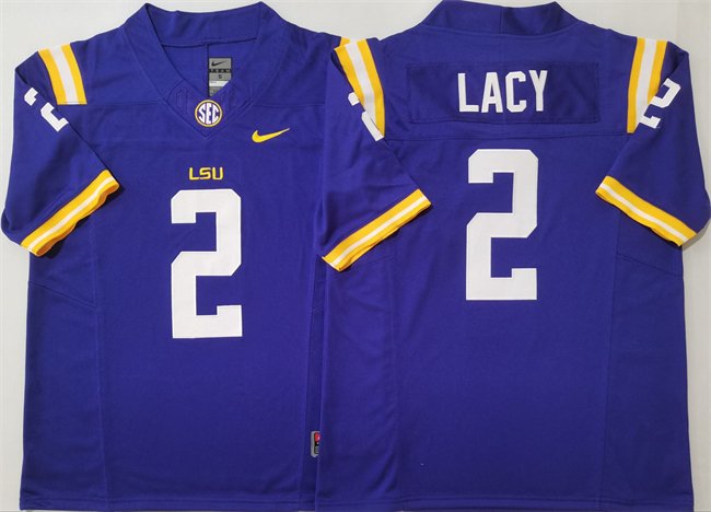 Men's LSU Tigers #2 Kyren Lacy Purple F.U.S.E. Stitched Jersey