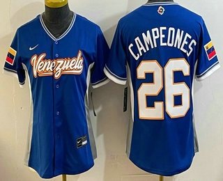 Women's Venezuela #26 Campeones Blue 2026 World Baseball Classic Cool Base Jersey