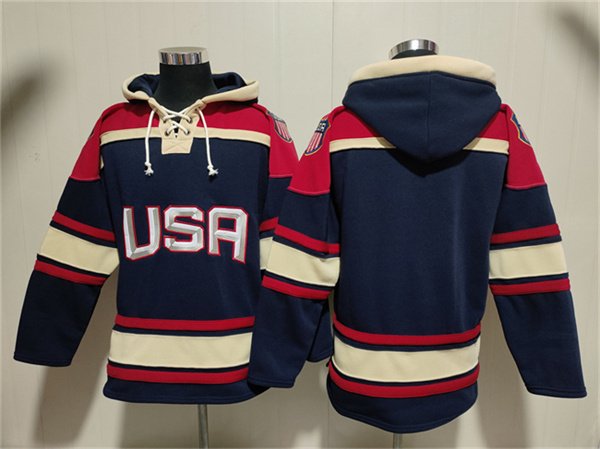 Men's Team USA Navy Ageless Must-Have Lace-Up Pullover Hoodie