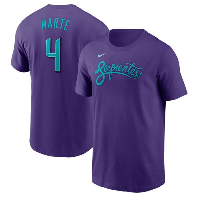 Men's Arizona Diamondbacks #4 Ketel Marte Purple 2025 City Connect Name & Number T-Shirt