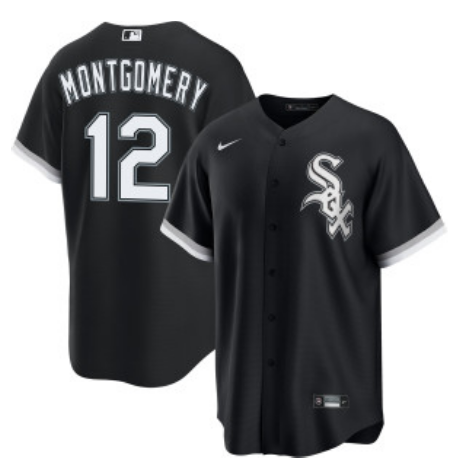 Men's Chicago White Sox #12 Colson Montgomery Black Cool Base Stitched Jersey