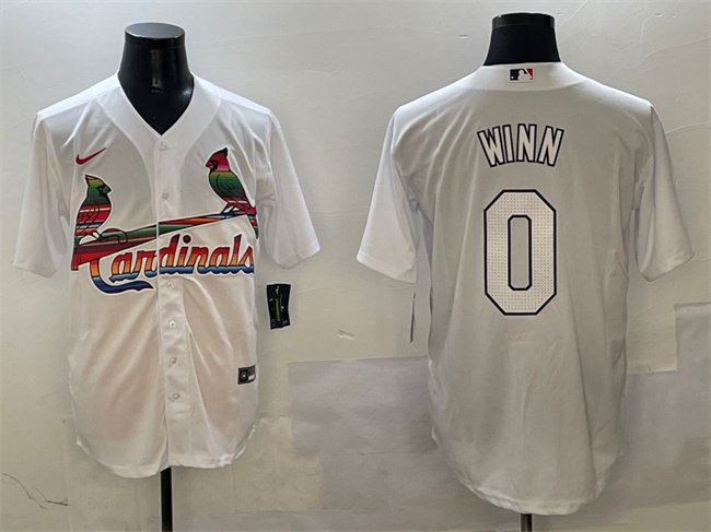 Men's St. Louis Cardinals #0 Masyn Winn White Cool Base Stitched Baseball Jersey