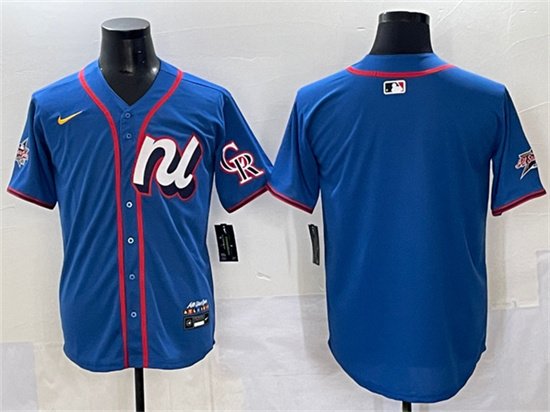 Men's National League Colorado Rockies Blank Blue 2025 All-Star Edition Limited Stitched Baseball Jersey