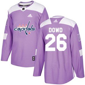 Men's Washington Capitals #26 Nic Dowd Adidas Authentic Fights Cancer Practice Jersey - Purple