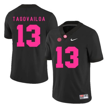 Alabama Crimson Tide 13 Tua Tagovailoa Black 2017 Breast Cancer Awareness College Football Jersey