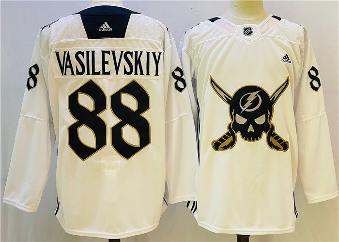 Men's Tampa Bay Lightning #88 Andrei Vasilevskiy White Stitched Jersey