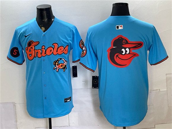 Men's Baltimore Orioles Team Big Logo Blue With Patch Vapor Premier Limited Stitched Baseball Jersey