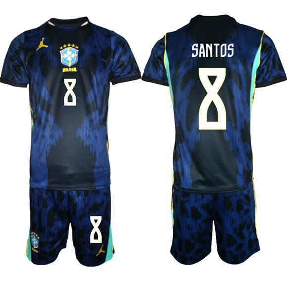Men's Brazil national football team #8 Andrey Santos Navy 2026 Away Soccer Jersey Suit