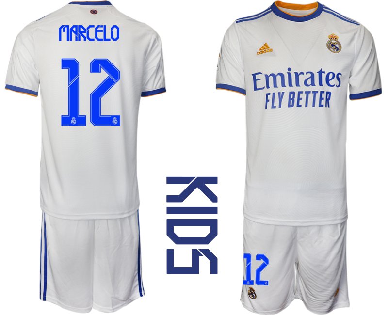 Youth 2021-2022 Club Real Madrid home white 12 Soccer Jerseys