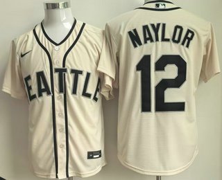 Men's Seattle Mariners #12 Josh Naylor Cream Cool Base Jersey