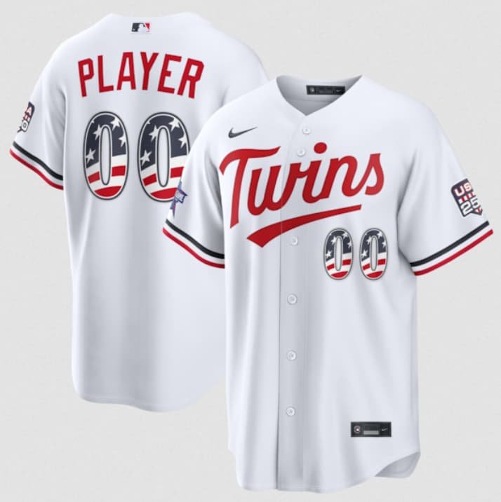 Men's Minnesota Twins Active Player Custom White 2026 All-Star Edition Stars & Stripes & USA 250 Fourth of July Home Stadium Stitched Baseball Jersey