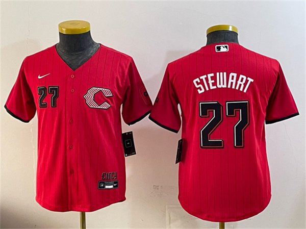 Youth Cincinnati Reds #27 Sal Stewart Red 2026 City Connect Stadium Stitched Baseball Jersey