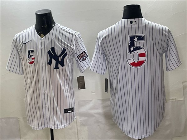 Men's New York Yankees #5 Joe DiMaggio White 2026 USA 250 Fourth of July Home Stadium Stitched Baseball Jersey
