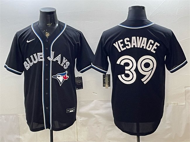 Men's Toronto Blue Jays #39 Trey Yesavage 2026 Fashion Replica Black Out Stitched Baseball Jersey