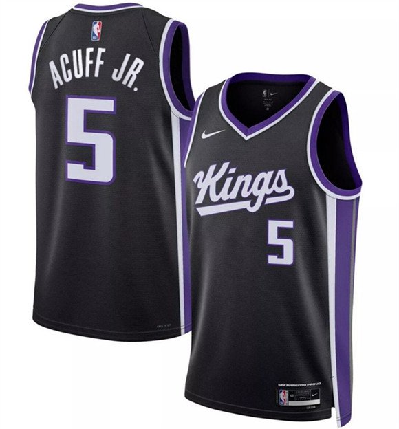 Men's Sacramento Kings #5 Darius Acuff Jr Black 2026 Draft Icon Edition Swingman Stitched Jersey