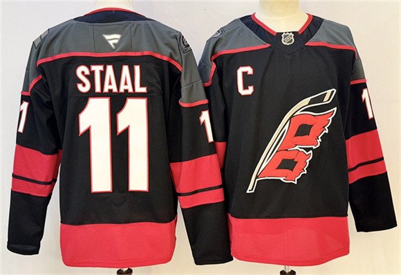 Men's Carolina Hurricanes #11 Jordan Staal Black 2024-25 With C Patch Stitched Hockey Jersey