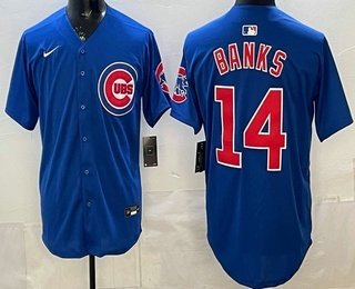 Men's Chicago Cubs #14 Ernie Banks Blue Limited Jersey