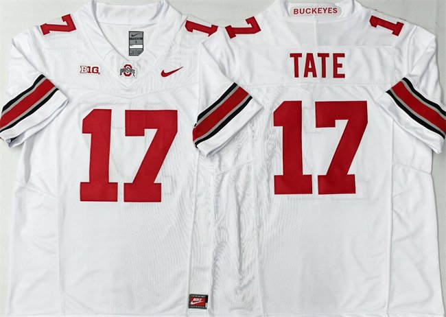 Men's Ohio State Buckeyes #17 Carnell Tate White 2025 F.U.S.E. Limited Stitched Jersey