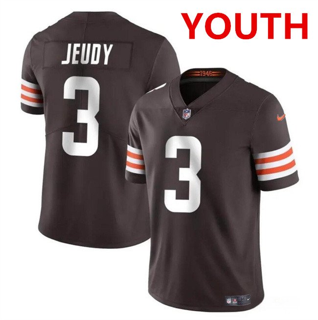 Youth Cleveland Browns #3 Jerry Jeudy Brown Vapor Limited Stitched Football Jersey