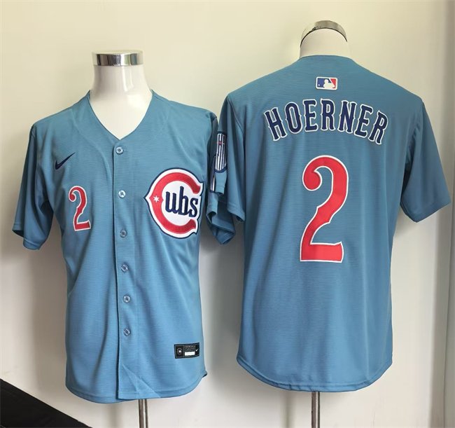 Men's Chicago Cubs #2 Nico Hoerner Blue 2026 2nd Alternate Limited Stitched Baseball Jersey