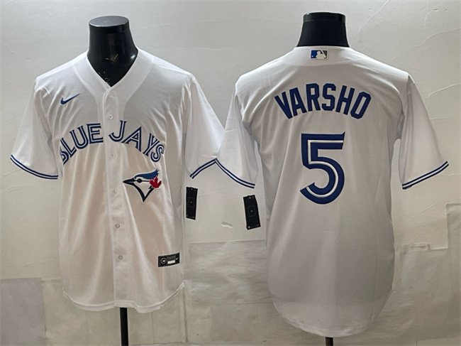Men's Toronto Blue Jays #5 Daulton Varsho White 2025 Cool Base Stitched Baseball Jersey