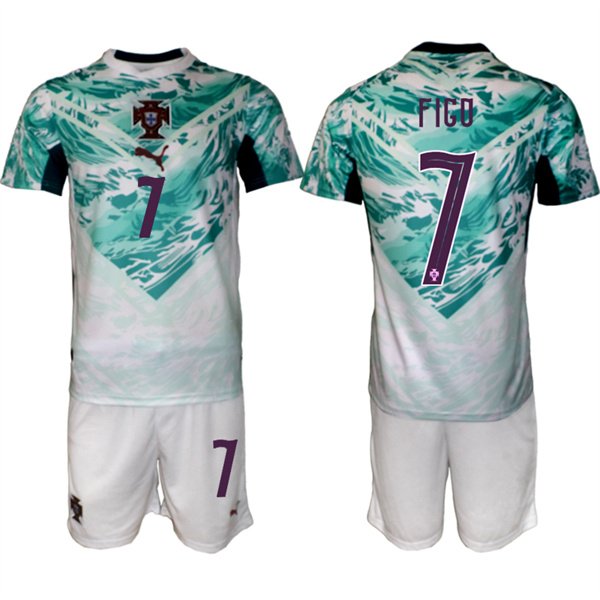 Men's Portugal Team #7 Luís Figo Green 2026 World Cup Away Soccer Jersey Suit