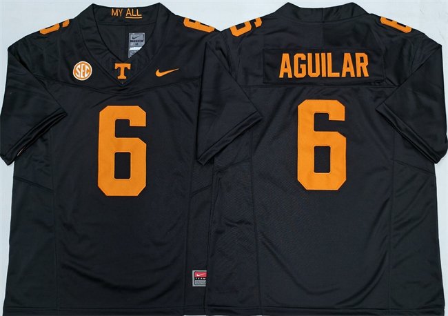 Men's Tennessee Volunteers #6 Joey Aguilar Black 2025 F.U.S.E. Stitched Jersey