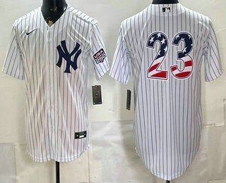 Men's New York Yankees #23 Don Mattingly White 2026 USA 250 Fourth of July Home Stadium Stitched Jersey