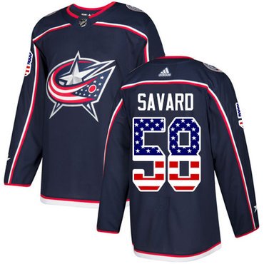 Adidas Blue Jackets #58 David Savard Navy Blue Home Authentic USA Flag Stitched NHL Jersey