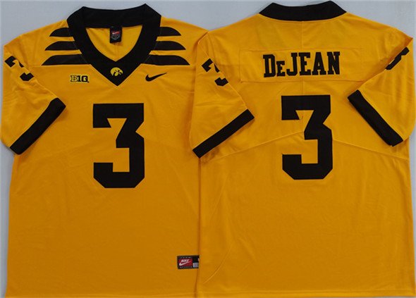 Men's Iowa Hawkeyes #3 Cooper DeJean Yellow 2025 Stitched Jersey