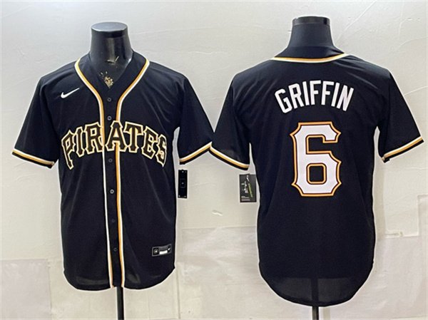 Men's Pittsburgh Pirates #6 Konnor Griffin 2026 Fashion Black Out Stitched Baseball Jersey