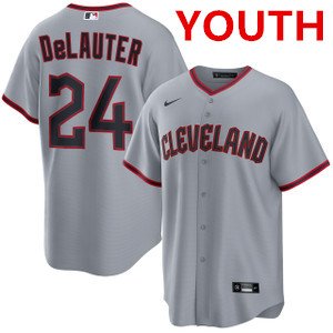 Youth cleveland guardians #24 chase delauter gray cool base limited stitched baseball jersey