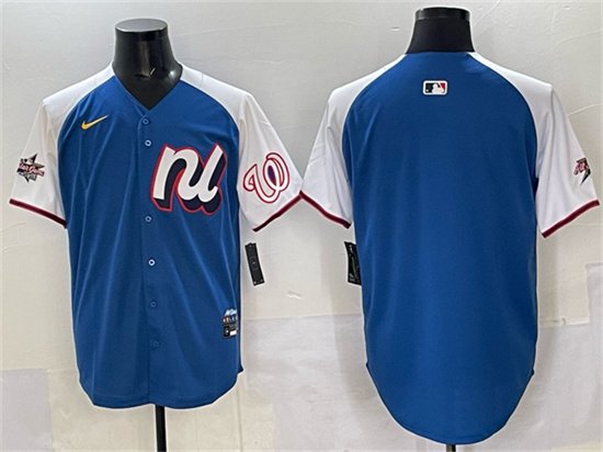 Men's National League Washington Nationals Blank Blue Alternate 2025 All-Star Edition Limited Stitched Baseball Jersey